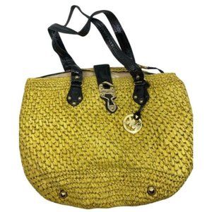 Michael Kors Women's Yellow Large Weave Straw Bag